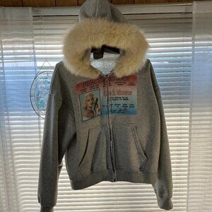 Grey peaceandwar Glock Monroe fur zip up jacket
